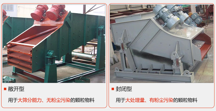 洗煤振動篩分類根據(jù)物料的不同性質(zhì)和篩分場景的要求有敞開型和封閉型等。