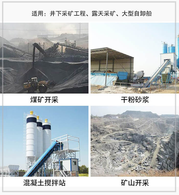 大傾角皮帶輸送機(jī)適用于煤礦開采，混凝土攪拌站，干粉砂漿，礦山開采等行業(yè)中。